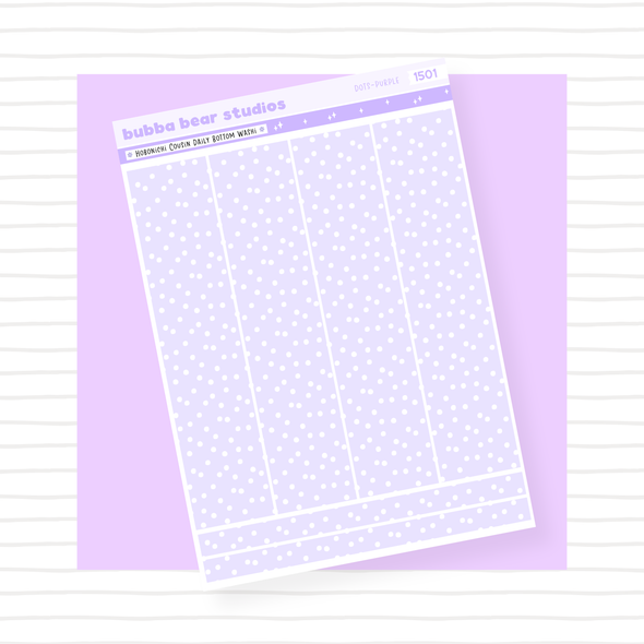 Hobonichi Cousin Daily Pages Bottom Washi - Dots Purple Bubba Bear Studios Hobonichi Cousin Daily Pages Bottom Washi - Dots