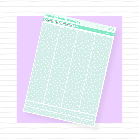 Hobonichi Cousin Daily Pages Bottom Washi - Dots Aqua Bubba Bear Studios Hobonichi Cousin Daily Pages Bottom Washi - Dots