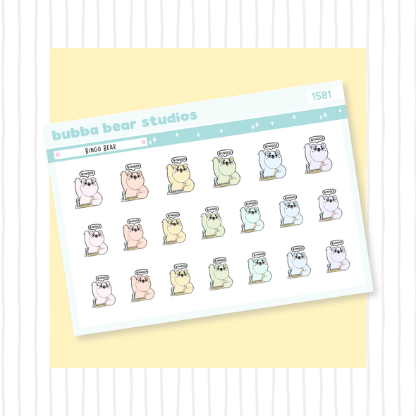 Bingo Bear Colorful Bubba Bear Studios Bingo Bear Stationery