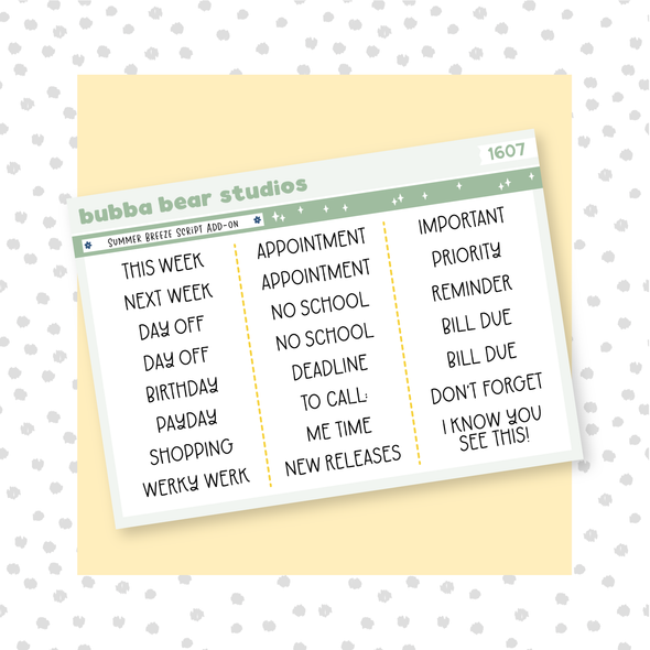 Summer Breeze Script Add-On Bubba Bear Studios Summer Breeze Script Add-On Stationery