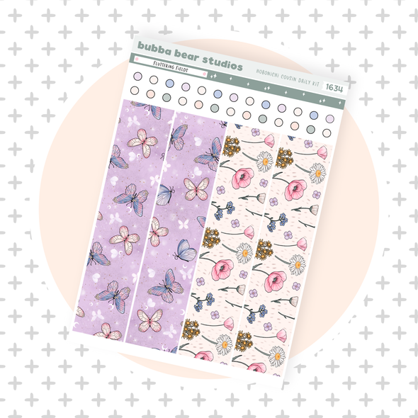 Hobonichi Cousin DAILY - Fluttering Fields Page 2 - Washi & Checklist Circles Bubba Bear Studios Hobonichi Cousin DAILY - Fluttering Fields Stationery