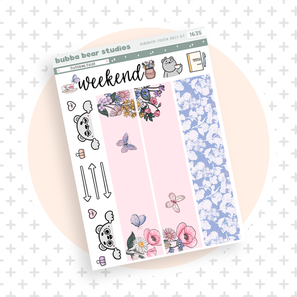 Hobonichi Cousin DAILY - Fluttering Fields Page 3 - Washi & Doodles Bubba Bear Studios Hobonichi Cousin DAILY - Fluttering Fields Stationery