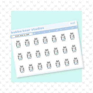 School Bear in Jeans Minimal Bubba Bear Studios School Bear in Jeans Stationery