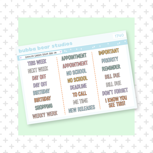 Ghoulish Garden Script Add-On Bubba Bear Studios Ghoulish Garden Script Add-On Stationery