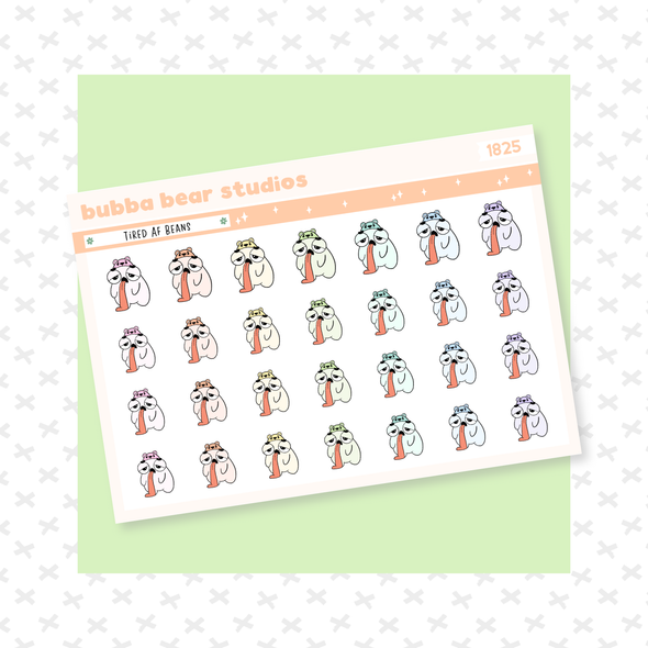 Tired AF Beans Colorful Bubba Bear Studios Tired AF Beans Stationery