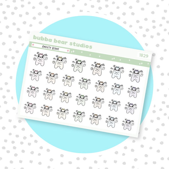 Anxiety Beans Muted Bubba Bear Studios Anxiety Beans Stationery