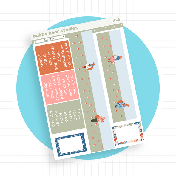 VERTICAL - Harvest Fox VERTICAL Page 5 - Washi and Headers Bubba Bear Studios VERTICAL - Harvest Fox Stationery