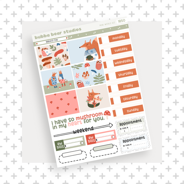 MINI - Harvest Fox Page 1 - Deco and Date Covers Bubba Bear Studios MINI - Harvest Fox Stationery