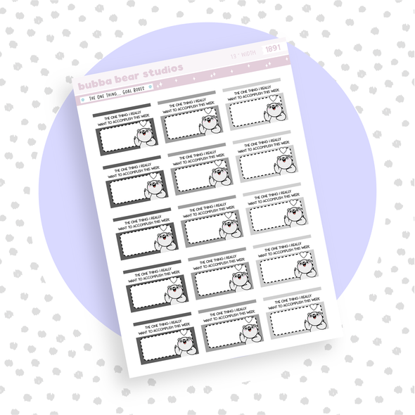 The One Thing... Goal Boxes Mini Minimal Bubba Bear Studios The One Thing... Goal Boxes Stationery