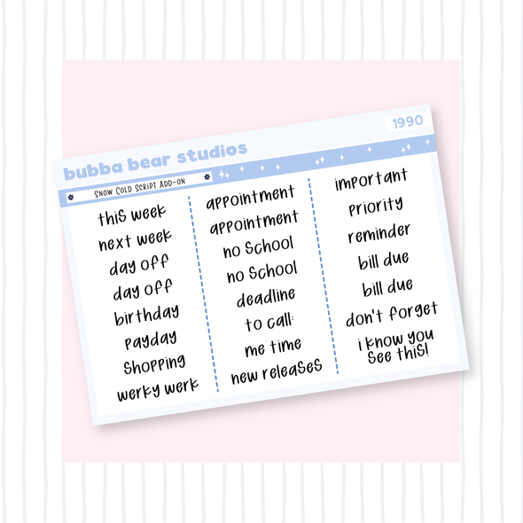 Snow Cold Script Add-On Bubba Bear Studios Snow Cold Script Add-On Stationery