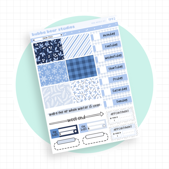 MINI - Snow Cold Page 1 - Deco and Date Covers Bubba Bear Studios MINI - Snow Cold Stationery