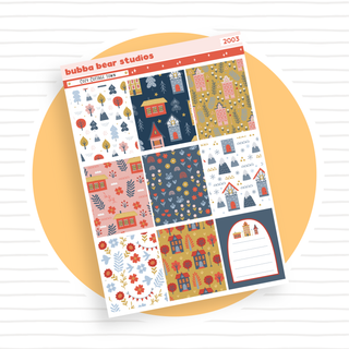 VERTICAL - Cozy Cottage Town VERTICAL Page 1 - Full Boxes Bubba Bear Studios VERTICAL - Cozy Cottage Town Stationery