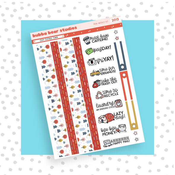 MINI - Cozy Cottage Town Page 3 - Washi and Text Bubba Bear Studios MINI - Cozy Cottage Town Stationery
