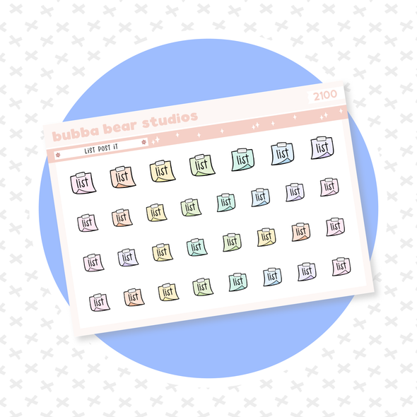 List Post It Quarter Sheet Colorful Bubba Bear Studios List Post It Stickers