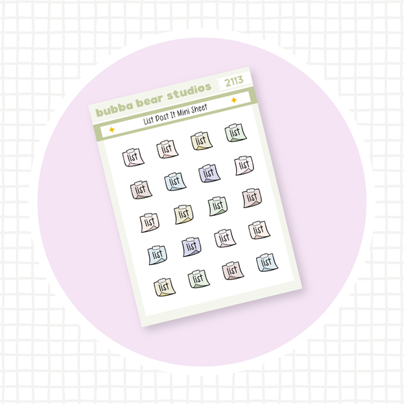 List Post It Mini Sheet Muted Bubba Bear Studios List Post It Stickers