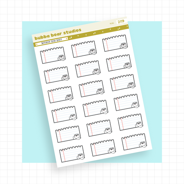 Notebook Bear Boxes Mini Minimal Bubba Bear Studios Notebook Bear Boxes Stickers