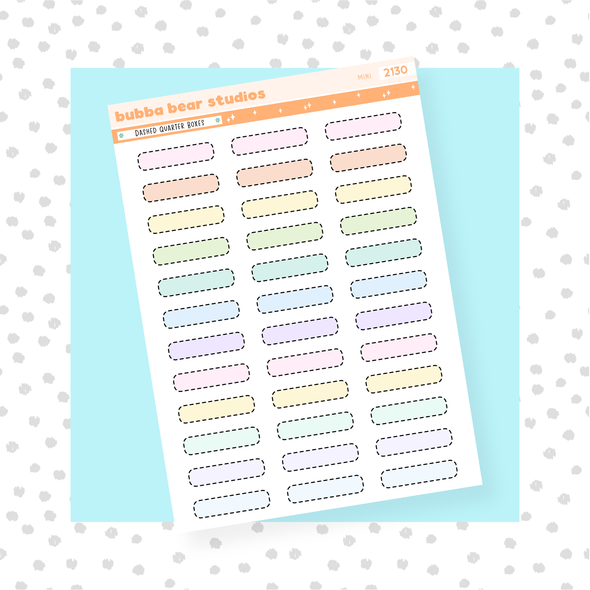 Dashed Quarter Boxes Mini Colorful Bubba Bear Studios Dashed Quarter Boxes Stickers