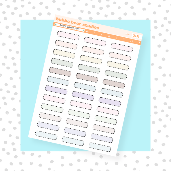 Dashed Quarter Boxes Mini Muted Bubba Bear Studios Dashed Quarter Boxes Stickers