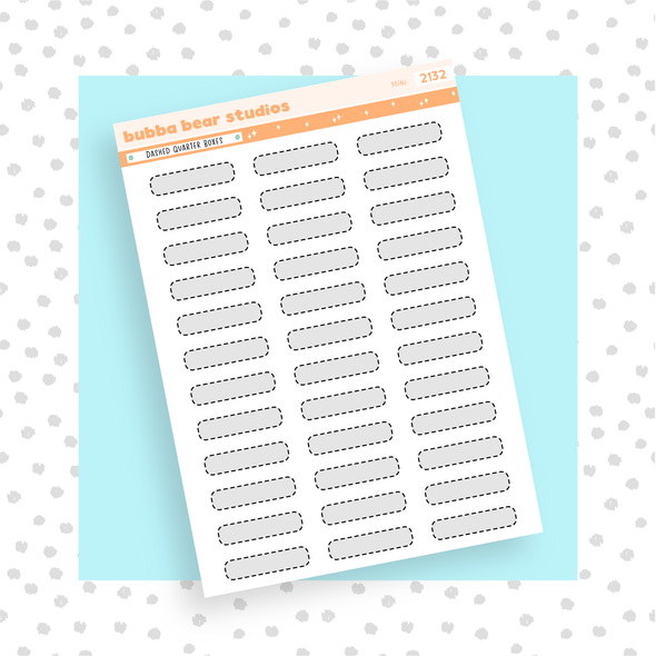 Dashed Quarter Boxes Mini Grey Bubba Bear Studios Dashed Quarter Boxes Stickers