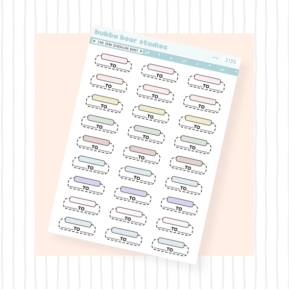 Time Span Scheduling Boxes Mini Muted Bubba Bear Studios Time Span Scheduling Boxes Stickers