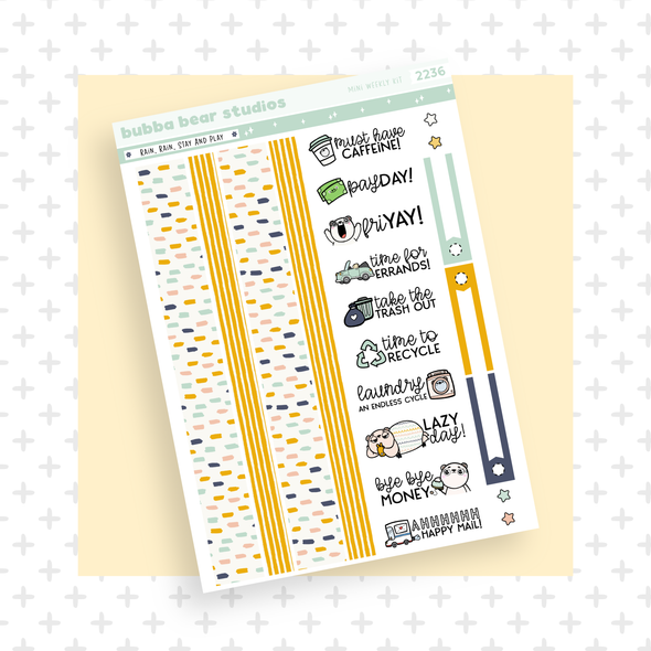 MINI - Rain, Rain, Stay and Play Page 3 - Washi and Text Bubba Bear Studios MINI - Rain, Rain, Stay and Play Stickers