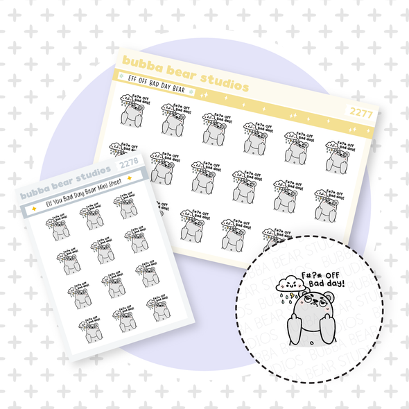 Eff Off Bad Day Bear Buy Both Sizes (Set of 2) Bubba Bear Studios Eff Off Bad Day Bear Stationery
