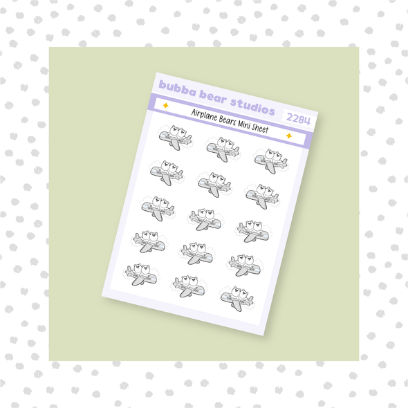 Airplane Bears Mini Sheet Minimal Bubba Bear Studios Airplane Bears Stickers