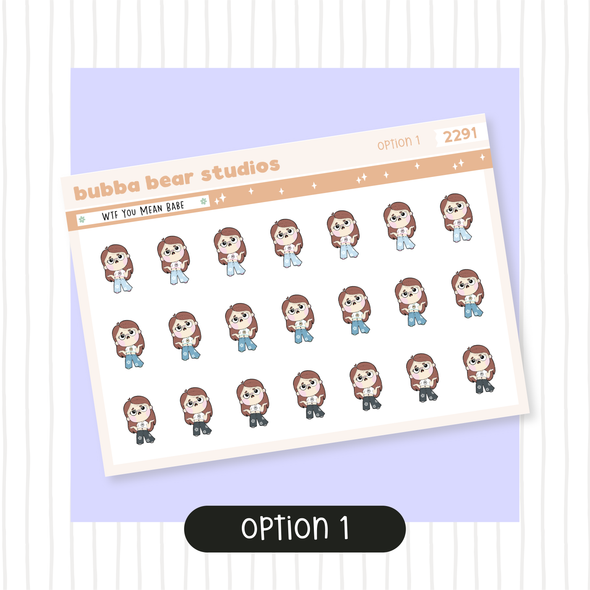 WTF You Mean Babe Option 1 Bubba Bear Studios WTF You Mean Babe Stickers