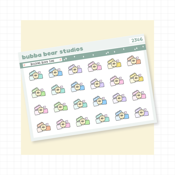 Building Blocks Time Quarter Sheet Colorful Bubba Bear Studios Building Blocks Time Stickers