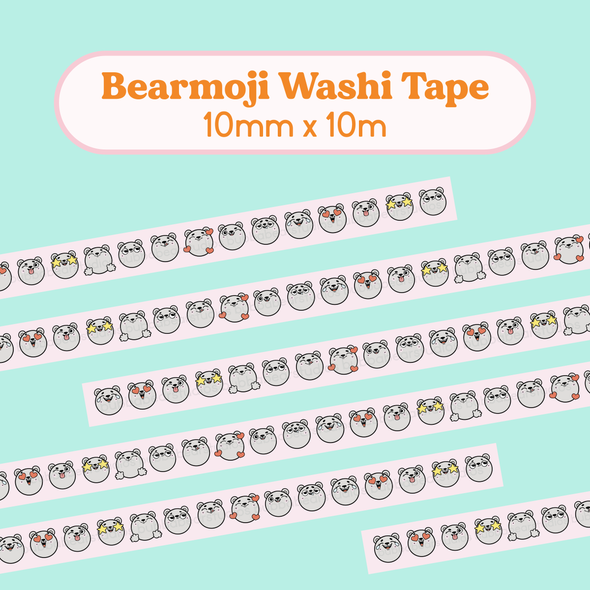Pink Bearmoji Washi Tape