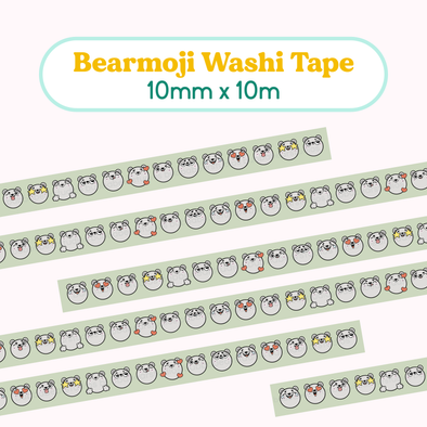 Sage Green Bearmoji Washi Tape