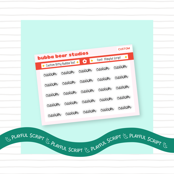 *CUSTOM* BITTY BUBBA Text Playful Script Bubba Bear Studios *CUSTOM* BITTY BUBBA Text Stationery